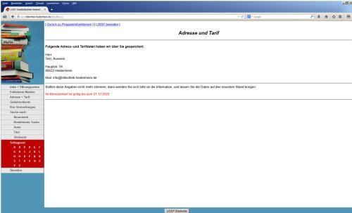 Screenshot PC - Anzeige Adresse und Tarif