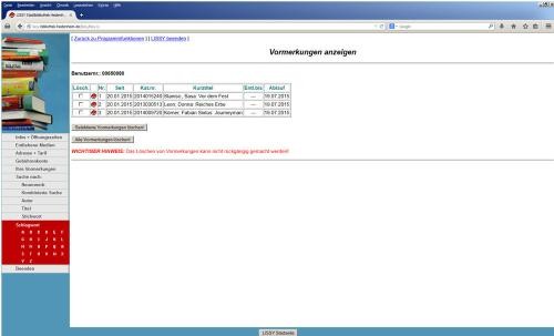 Screenshot PC - Anzeige vorgemerkter Medien Screenshot PC - Anzeige vorgemerkter Medien